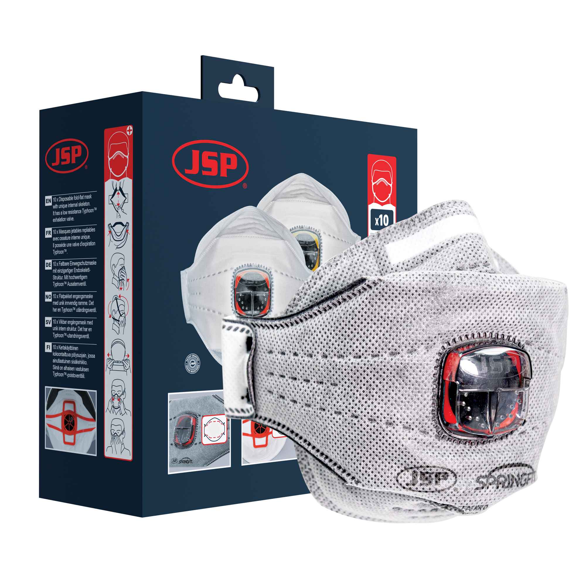 JSP Springfit™ 436ML FFP3 with Typhoon™ Valve - Box of 10
