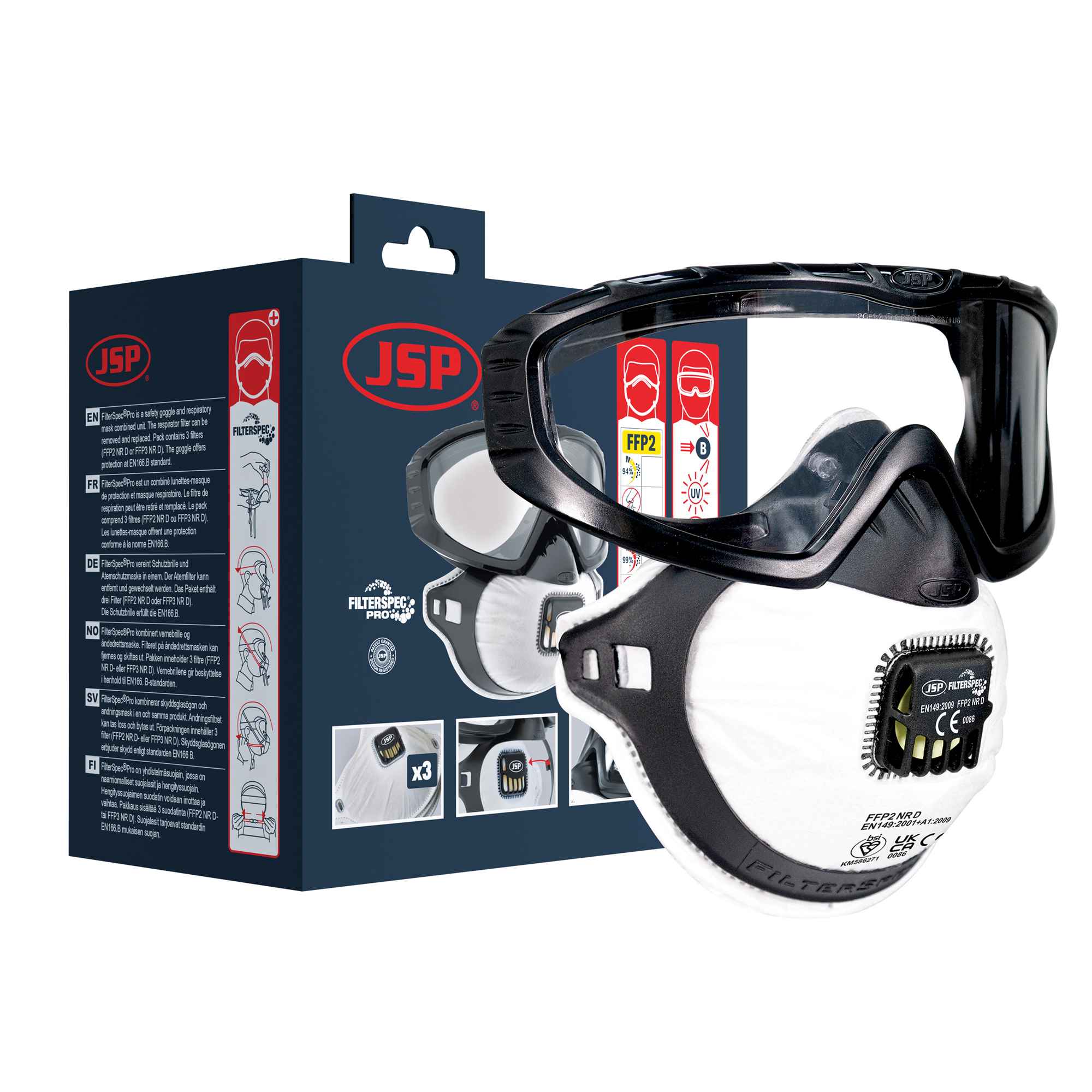 JSP Filterspec® Pro Goggle FFP2 Valved