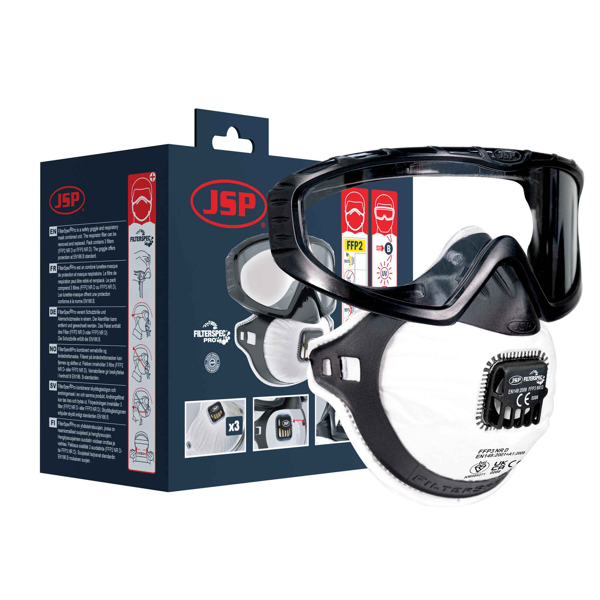JSP Filterspec® Pro Goggle FFP3V Valved