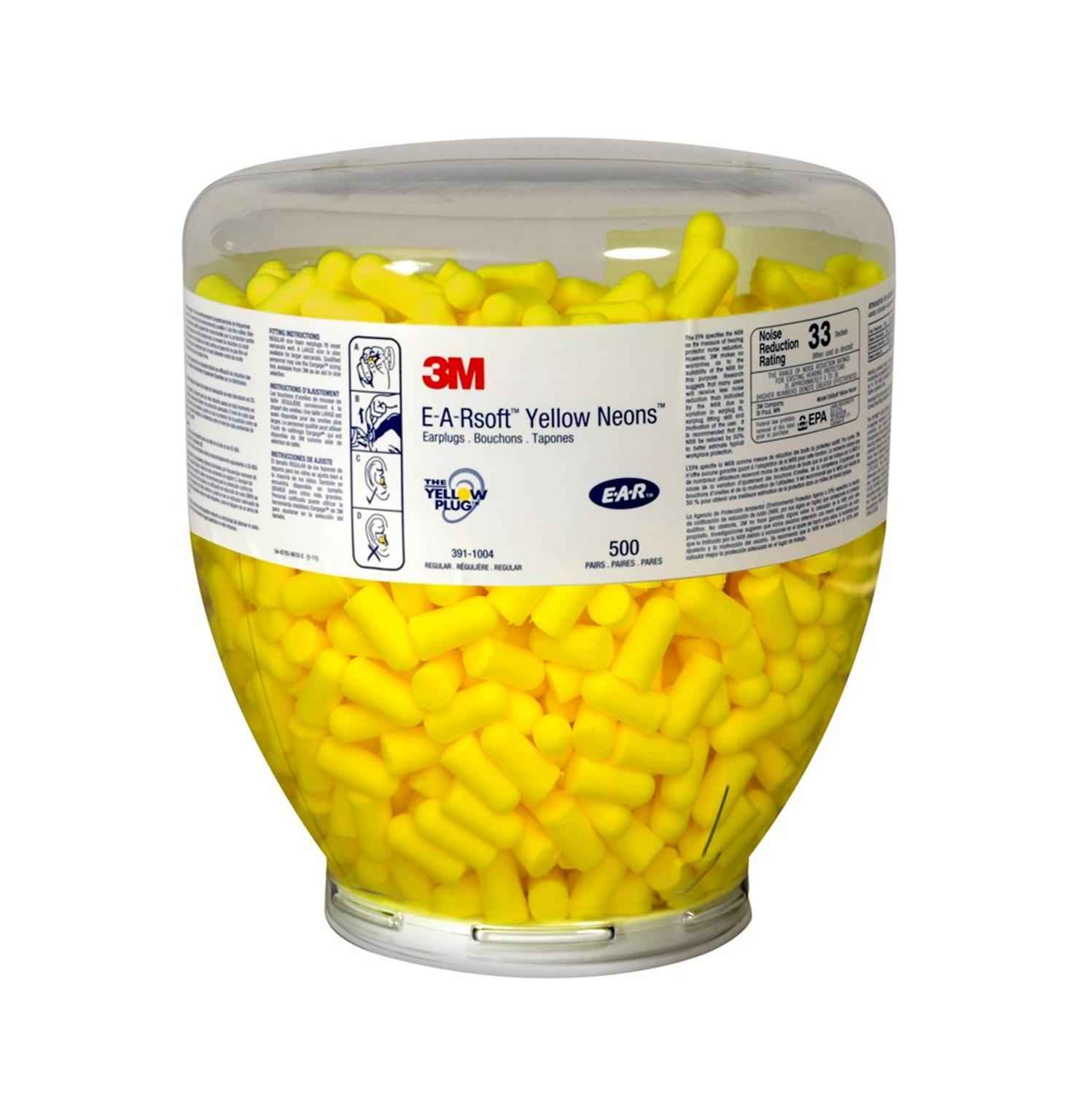 3M™ E-A-Rsoft™ Yellow Neons™ Oordoppen, navulfles, 500 paar/fles
